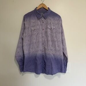 Twenty X Paisley Ombre Studded Western Snap Shirt Purple Womens XXL Rodeo